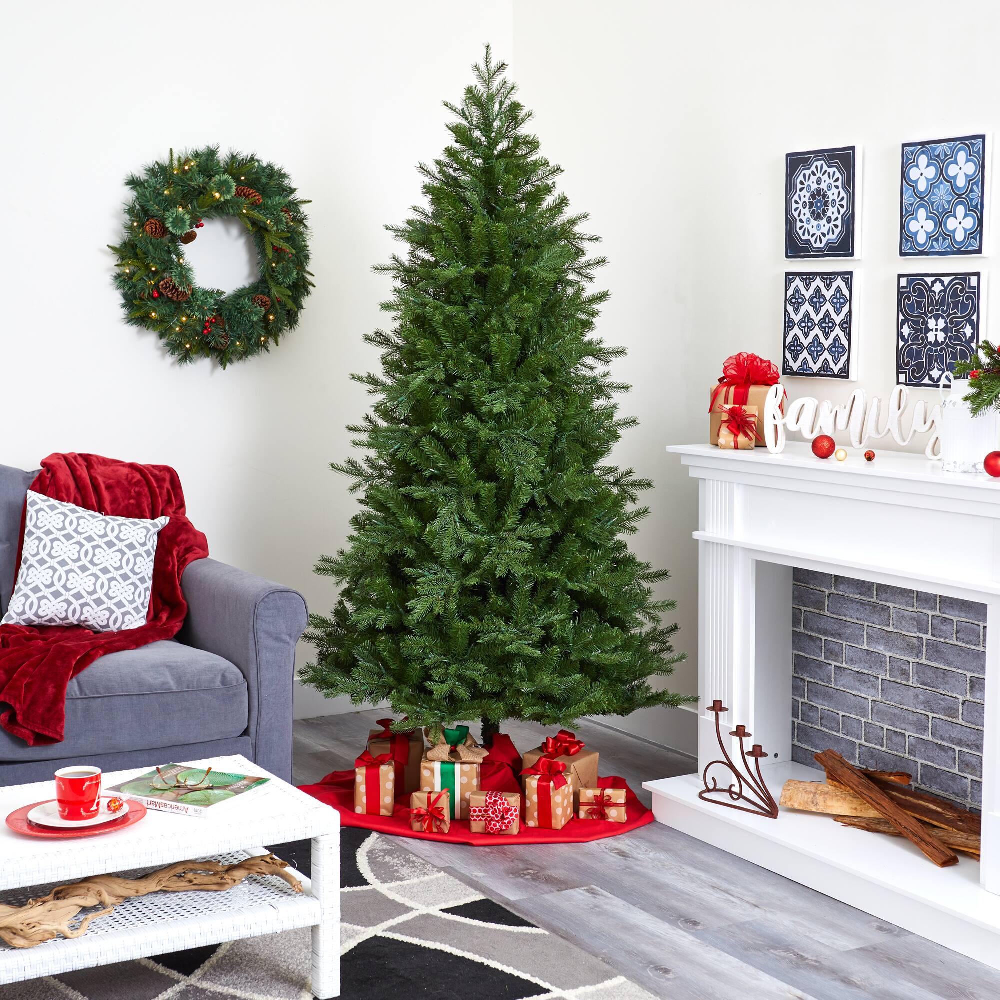 7ft. Pre-Lit Vienna Fir Artificial Christmas Tree, Warm White Lights